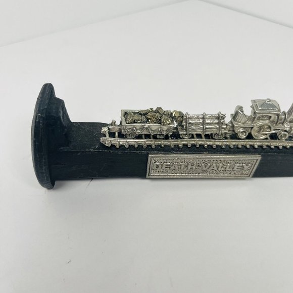 Mini Locomotive Engine Coal Train Track Iron Spike Paperweight Log Railroad Deco - Picture 3 of 10